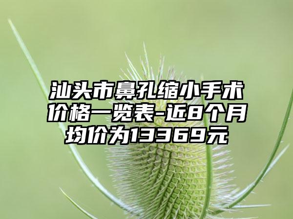 汕头市鼻孔缩小手术价格一览表-近8个月均价为13369元