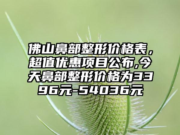 佛山鼻部整形价格表，超值优惠项目公布,今天鼻部整形价格为3396元-54036元