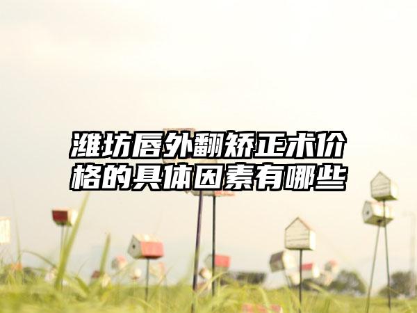 潍坊唇外翻矫正术价格的具体因素有哪些