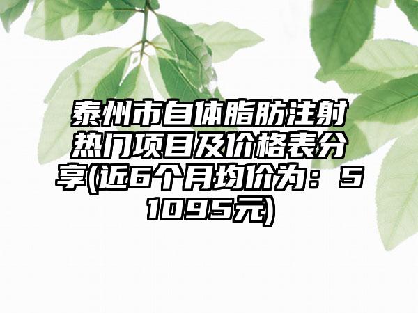 泰州市自体脂肪注射热门项目及价格表分享(近6个月均价为：51095元)