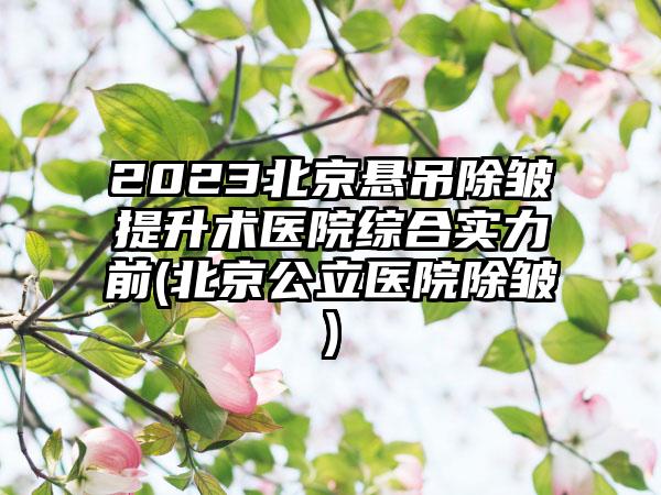 2023北京悬吊除皱提升术医院综合实力前(北京公立医院除皱)