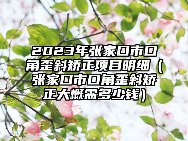 2023年张家口市口角歪斜矫正项目明细（张家口市口角歪斜矫正大概需多少钱）