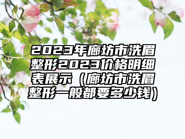 2023年廊坊市洗眉整形2023价格明细表展示（廊坊市洗眉整形一般都要多少钱）