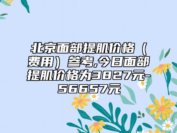 北京面部提肌价格（费用）参考,今日面部提肌价格为3827元-56657元