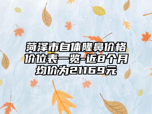 菏泽市自体隆鼻价格价位表一览-近8个月均价为21169元