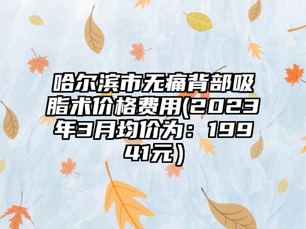 哈尔滨市无痛背部吸脂术价格费用(2023年3月均价为：19941元）